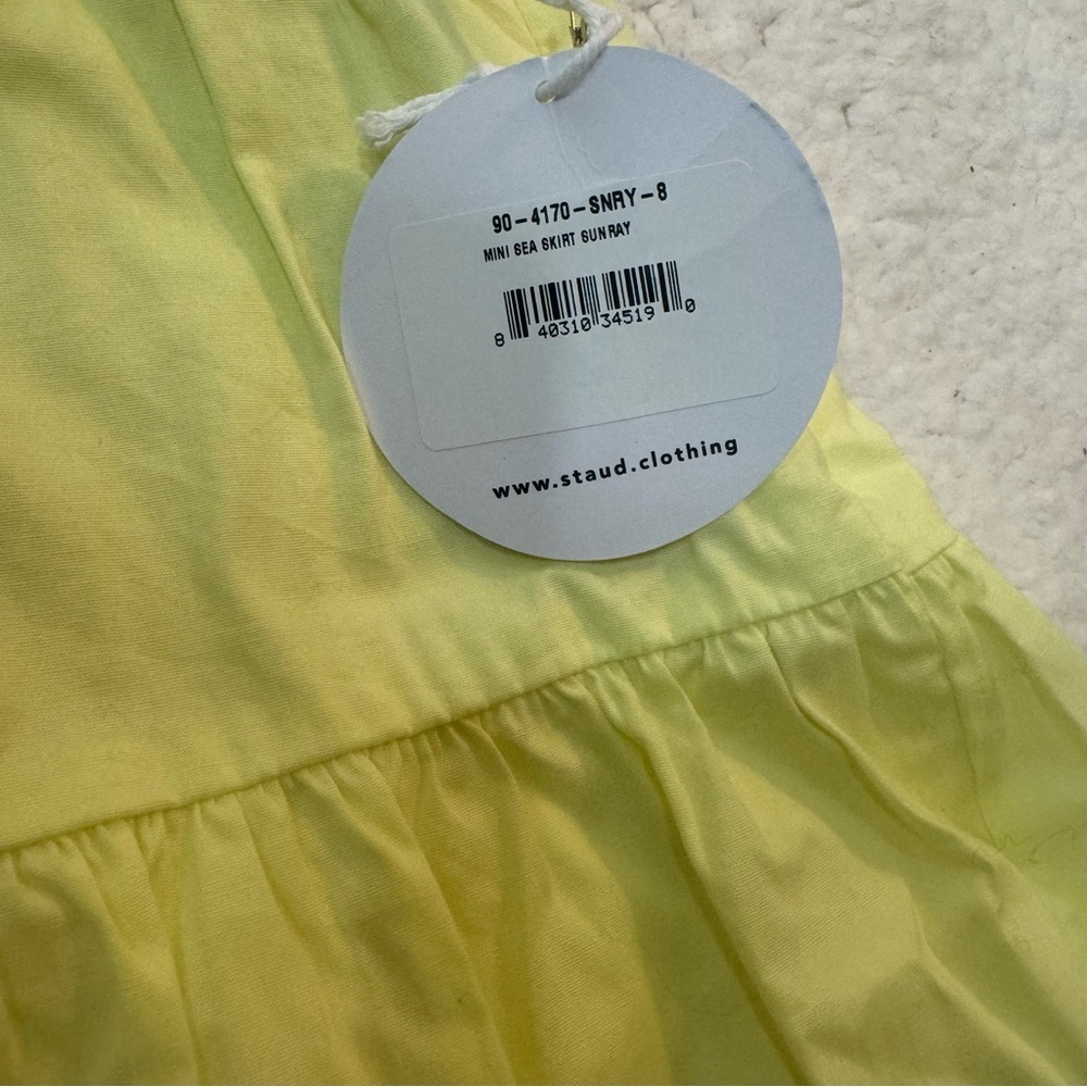 NWT Staud Sea Mini Skirt in Sunray Yellow Cotton Side Zipper Size 8 - Picture 5 of 7